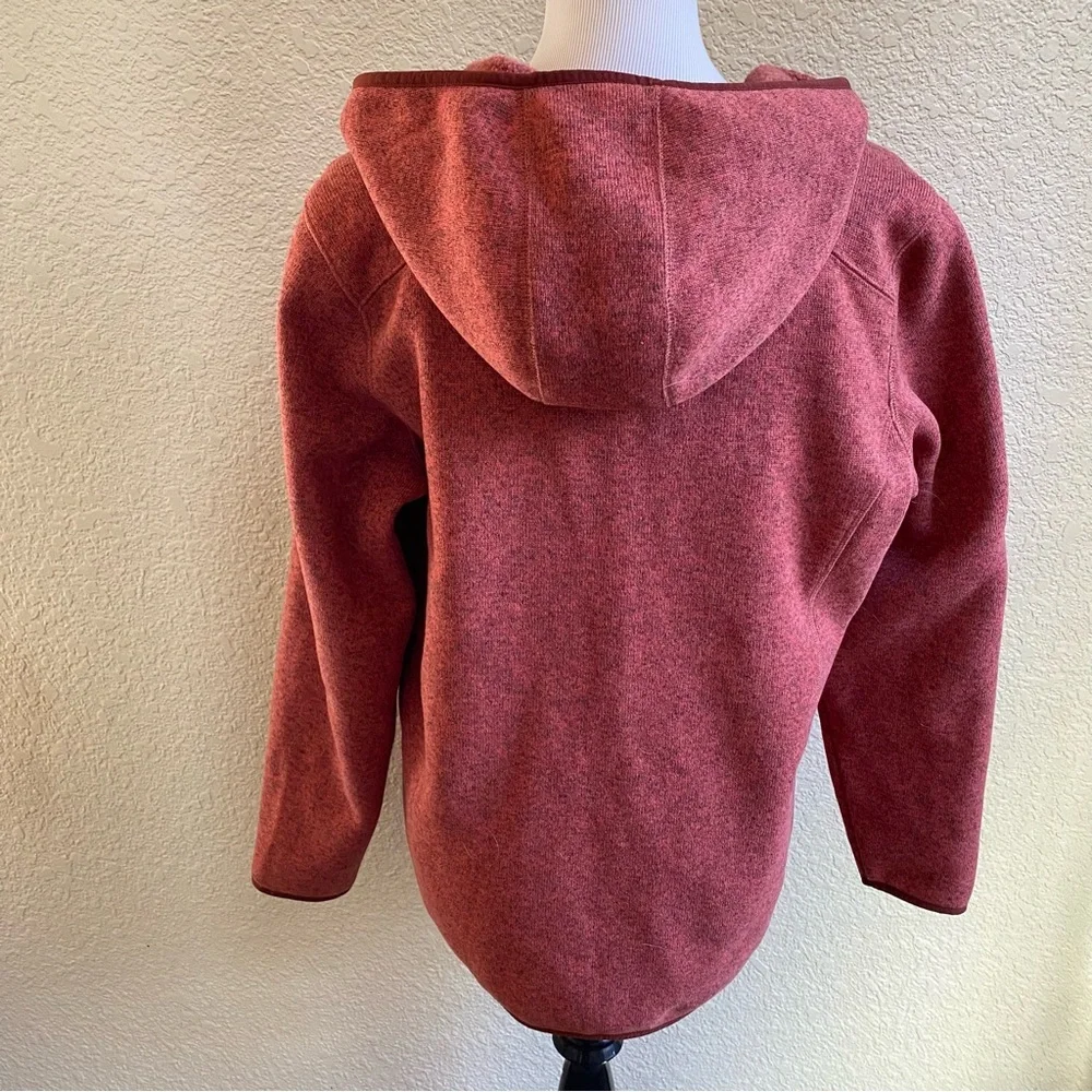 L.L.Bean Burnt Orange Hooded Jacket Full Zip Sweater Fleece Technical Knit: L